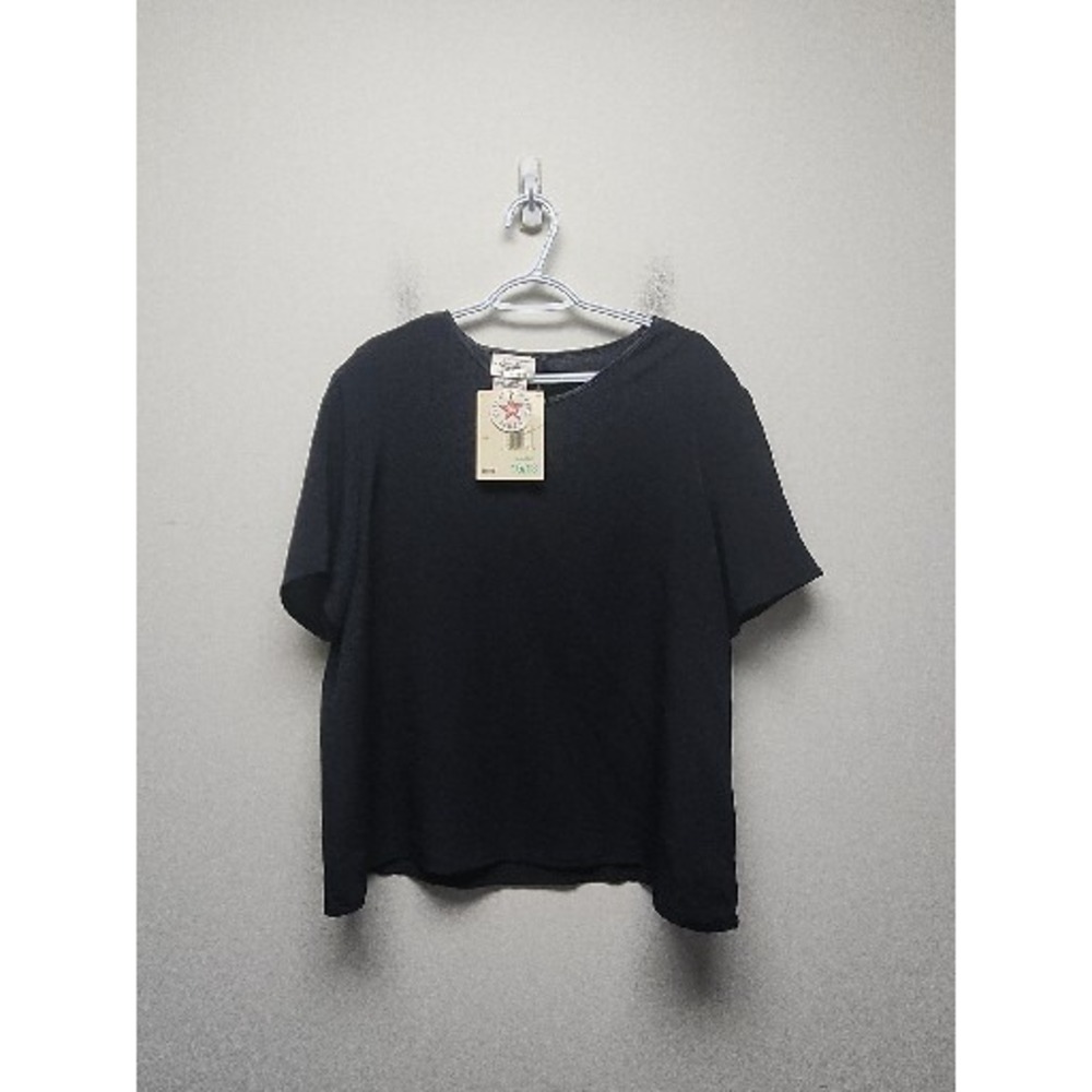 Kathie Lee Collection Top Womens XL Black Short Sleeve Casual Blouse VOS